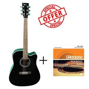 Swan7 SW41C Black Semi Acoustic Equalizer Guitar with D Addario Strings